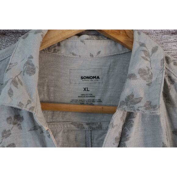Sonoma XL Floral Gray Long Sleeve Button Up - Picture 2 of 3